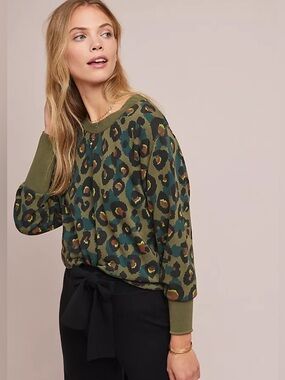Anthropologie Wild Leopard-Print Sweatshirt